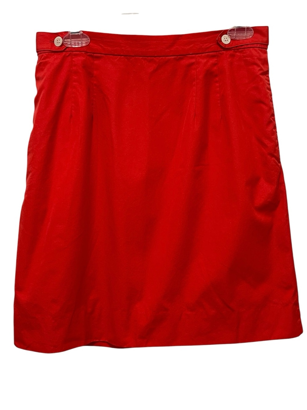 Vintage Ralph Lauren Red A-Line Skirt 100% Cotton Knee Length Pockets Size 12